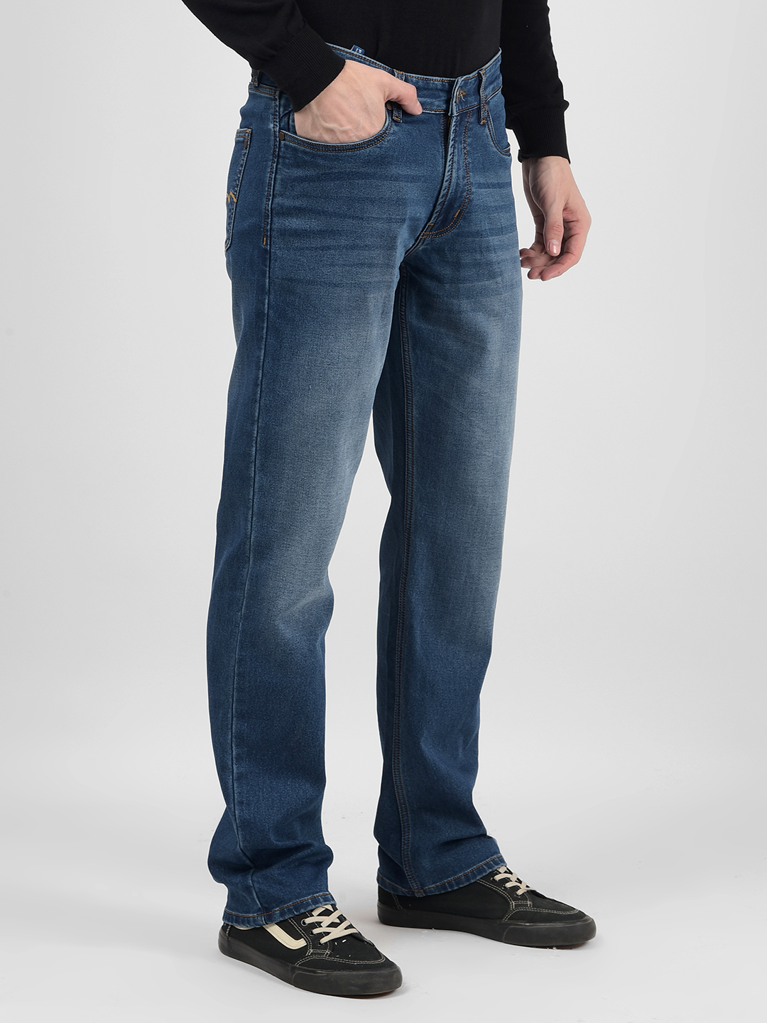Numero Uno Men Solid Dark Blue Jeans